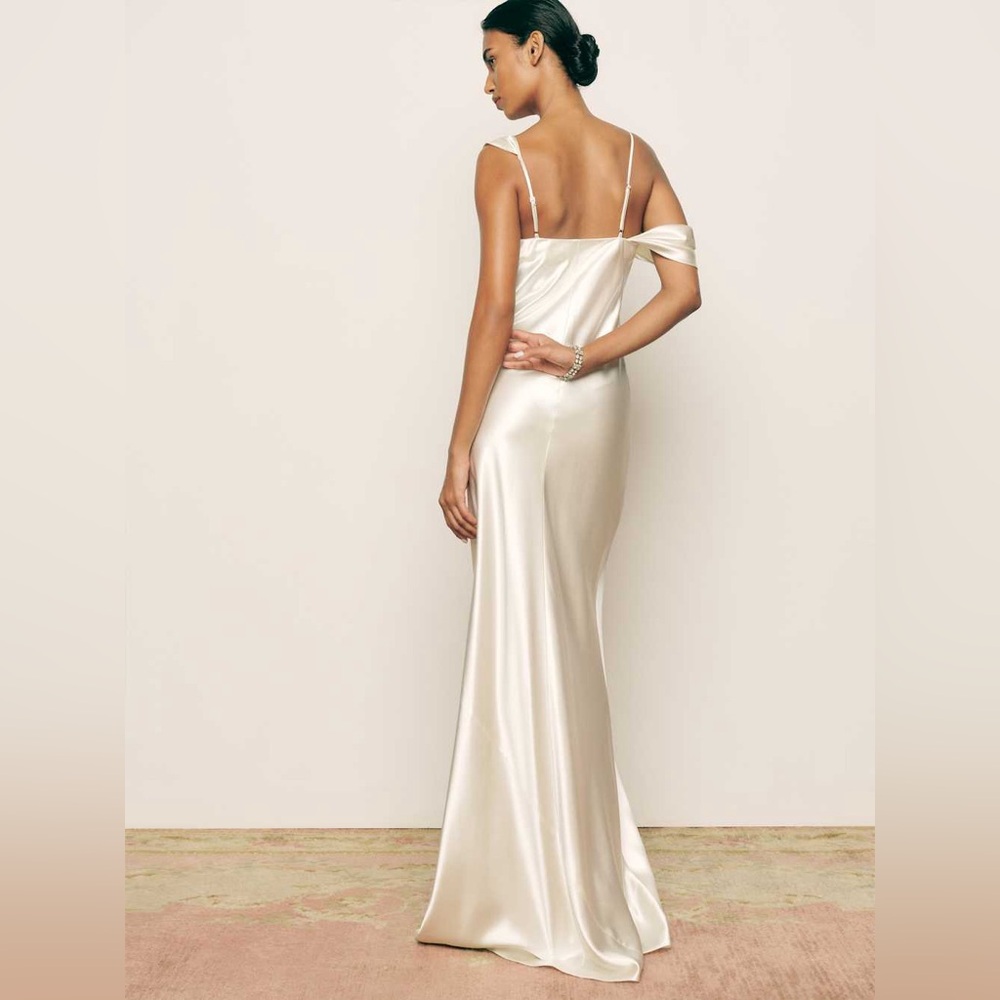 Reformation Ronda Silk Dress in Ivory - Picture 7 of 15